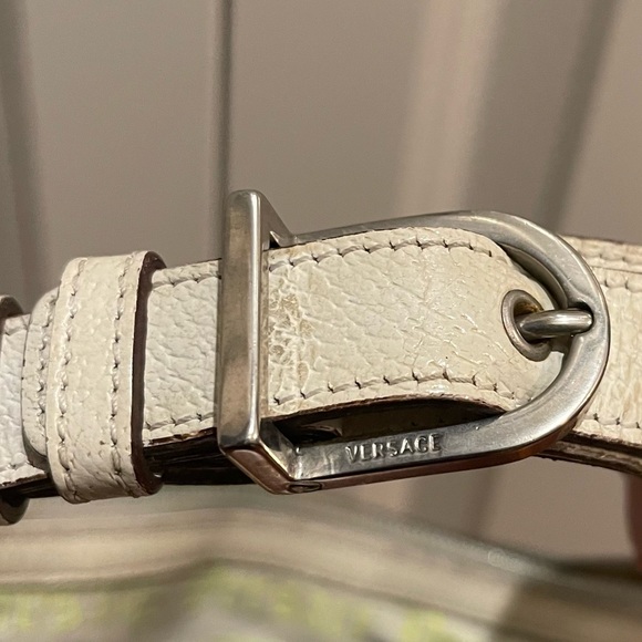 VERSACE // y2k versus half moon leather fabric logomania pochette bag - Picture 3 of 8